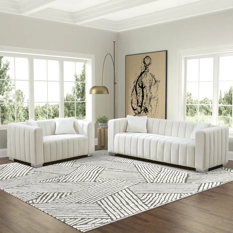 Furnishiaa Velvet Tufted Sofa Set – Elegant & Comfortable