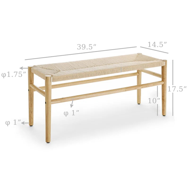 Furnishiaa Solid Sheesham Wood & Rope Bench – Coastal Style & Durability