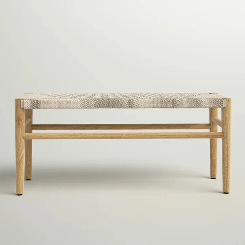 Furnishiaa Solid Sheesham Wood & Rope Bench – Coastal Style & Durability