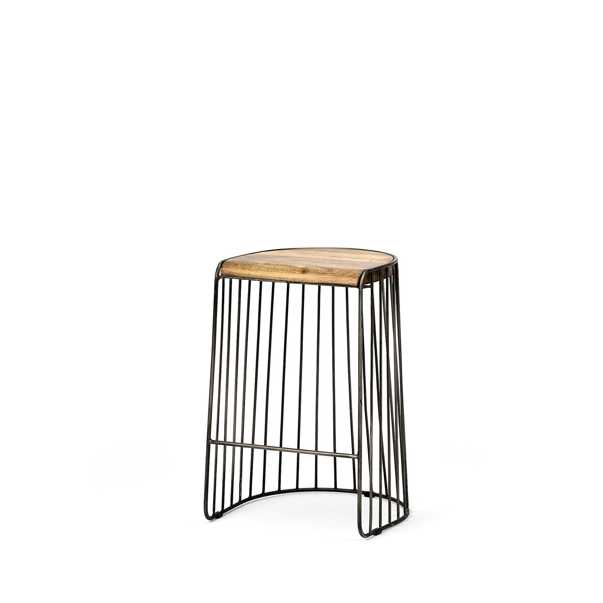 Mango wood bar and counter stool with black iron frame — main product view