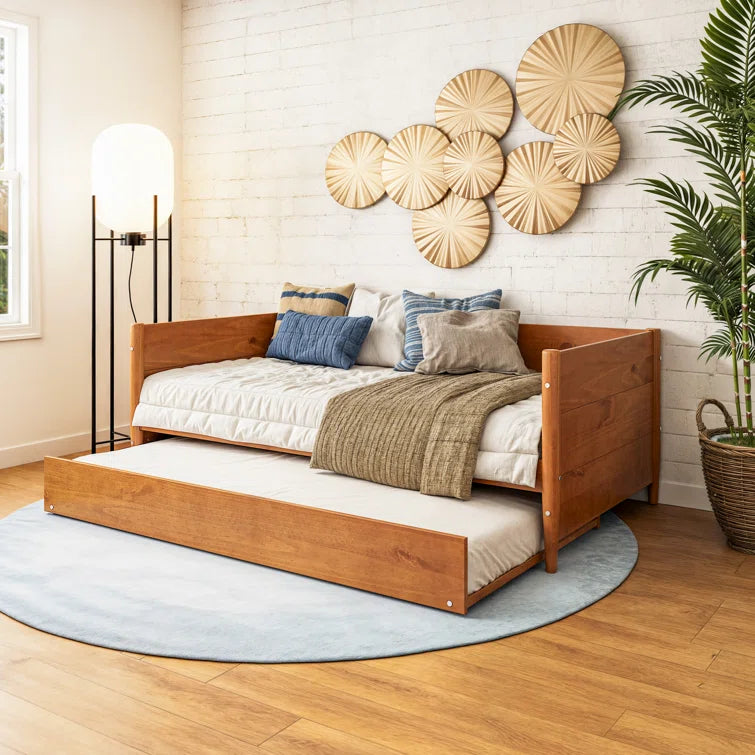 Furnishiaa Twin-Size Solid Wood Daybed With Trundle