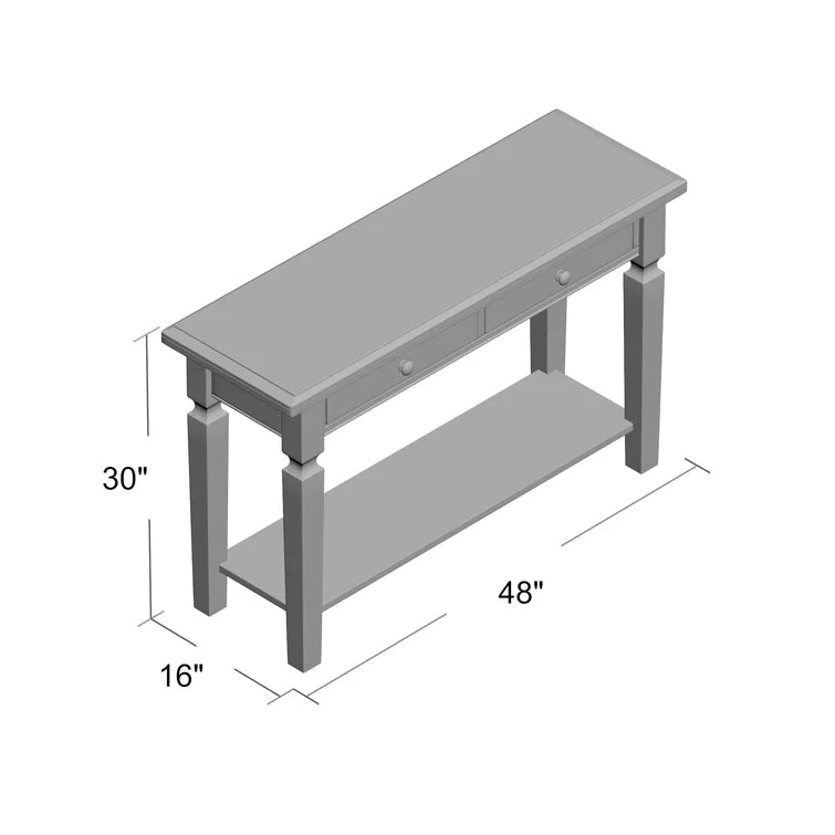 Furnishiaa Solid Wood Console Table with Two Drawers & Open Shelf