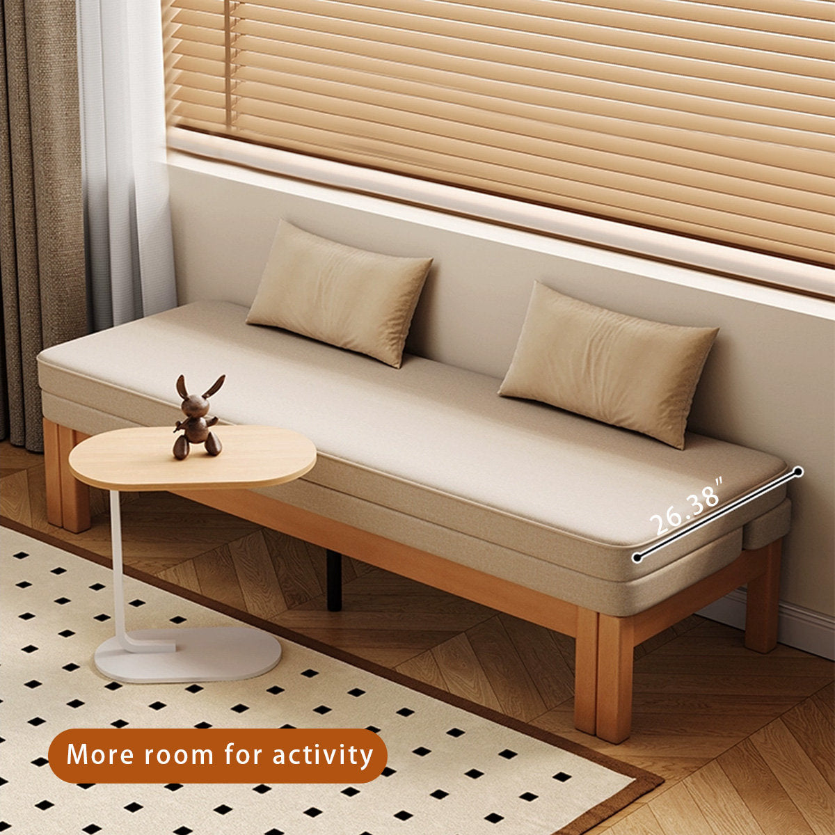 Off-white sofa bed detail view