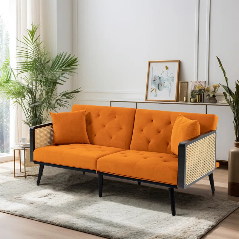 Furnishiaa Modern Loveseat Sofa Bed in Solid Wood