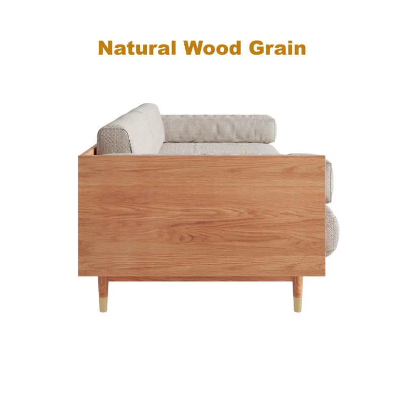 Furnishiaa Solid White Oak Wood Three-Seater Sofa