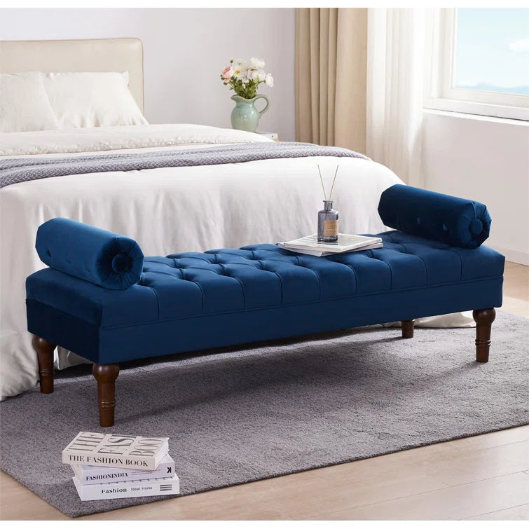 Furnishiaa Velvet Tufted Bedroom Bench