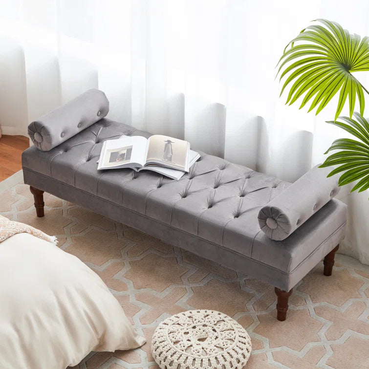 Furnishiaa Velvet Tufted Bedroom Bench