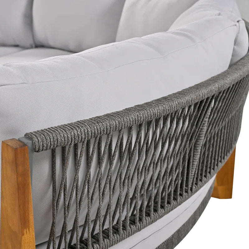 Furnishiaa 6-Seater Half Moon Outdoor Sofa Set with Table &  Cushions