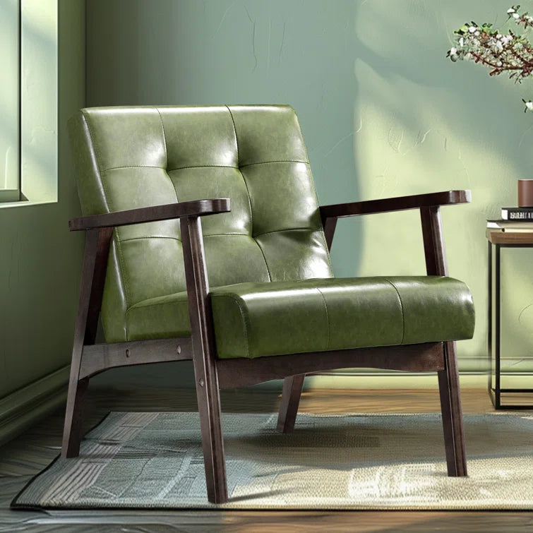 Furnishiaa Mid-Century Modern Faux Leather Armchair