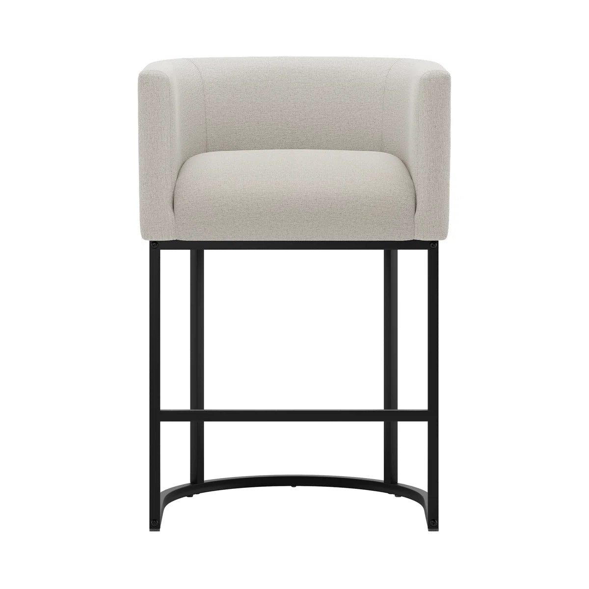 Furnishiaa Modern Linen Counter Stools – 2-Piece Set with Bucket-Style Seat & Metal Sled Base