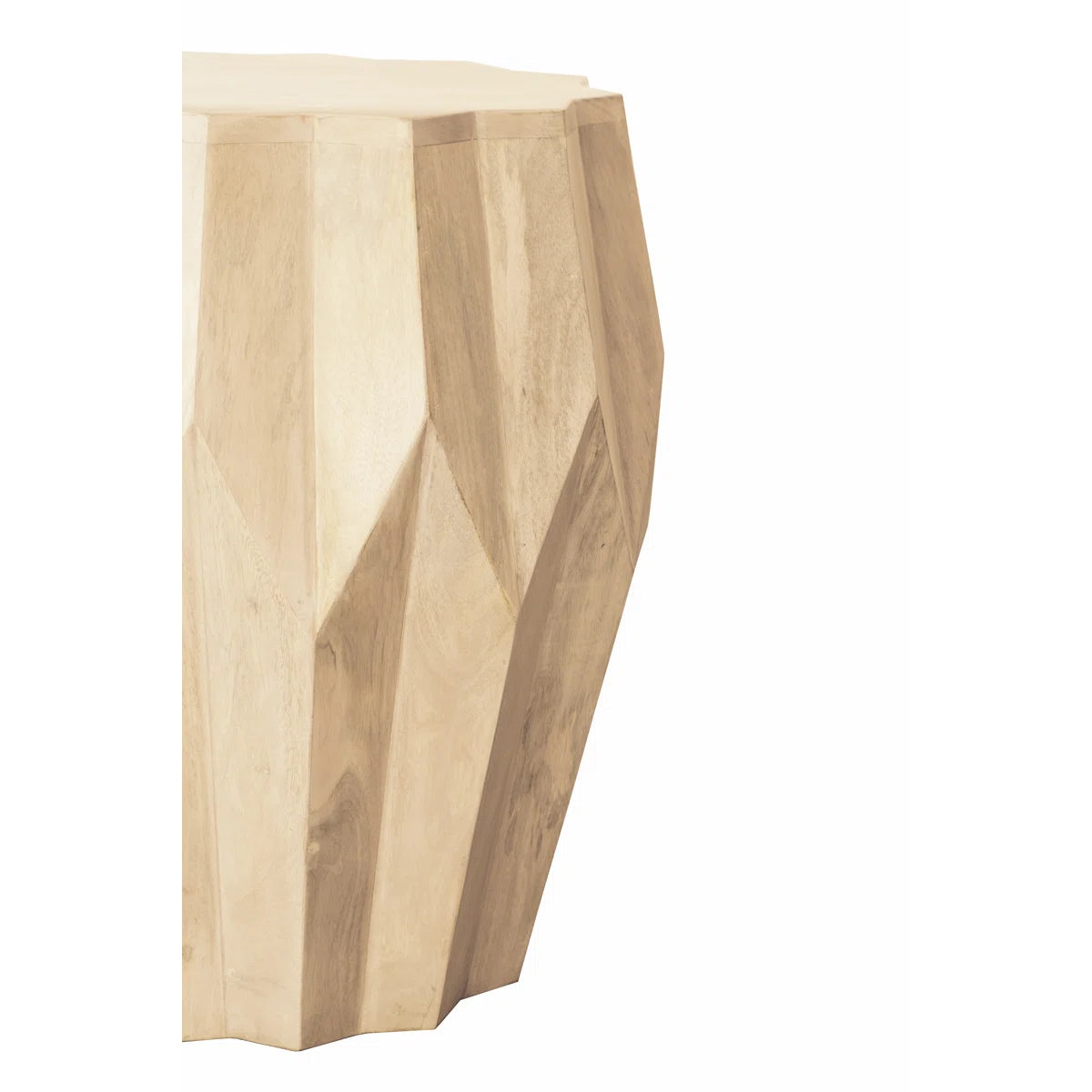 Furnishiaa Solid Sheesham Wood Geometric Side Table – Modern Drum Design