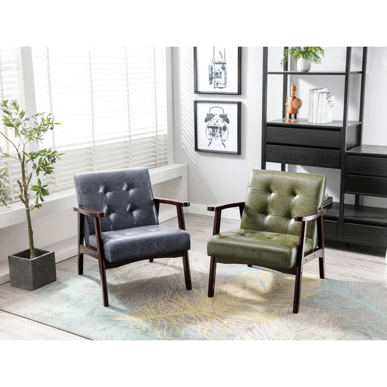 Furnishiaa Mid-Century Modern Faux Leather Armchair