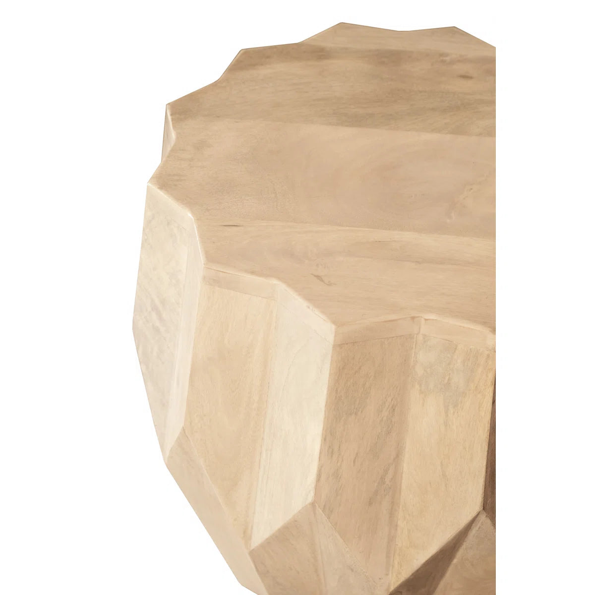 Furnishiaa Solid Sheesham Wood Geometric Side Table – Modern Drum Design