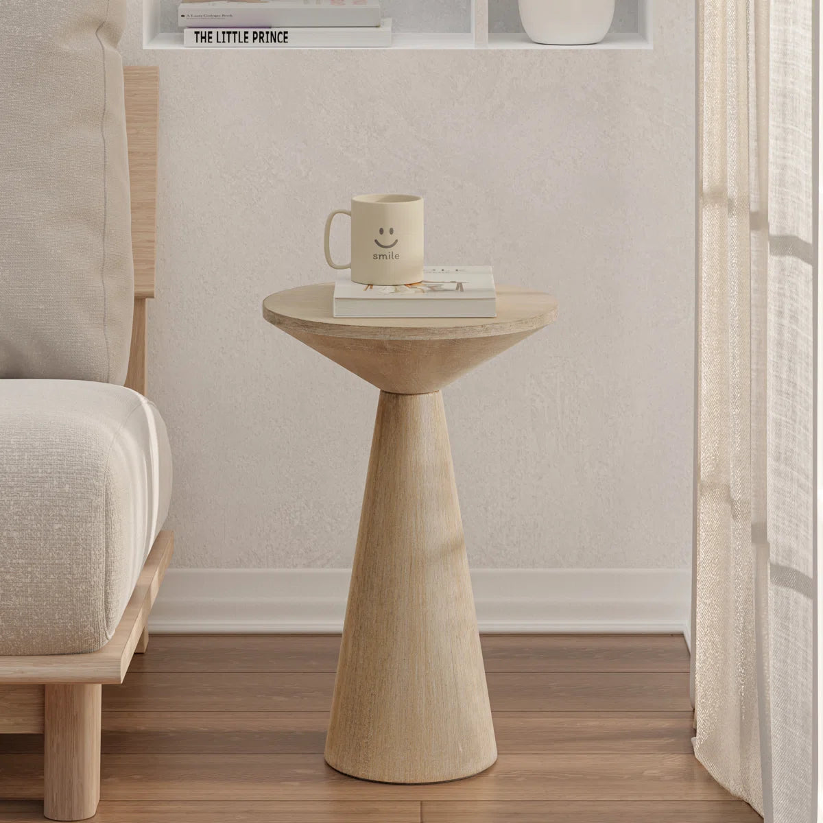 Furnishiaa Pedestal Solid Sheesham Wood End Table – Rustic Round Accent Table