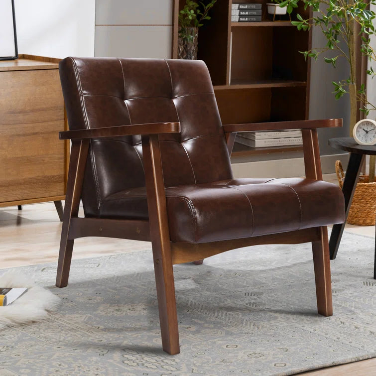 Furnishiaa Mid-Century Modern Faux Leather Armchair