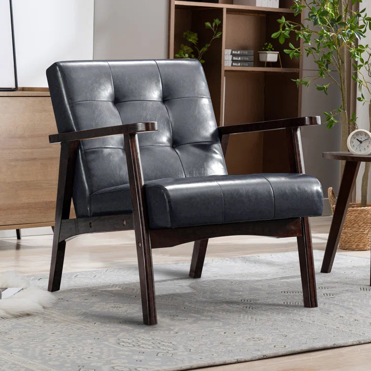 Furnishiaa Mid-Century Modern Faux Leather Armchair