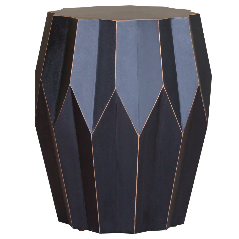 Furnishiaa Solid Sheesham Wood Geometric Side Table – Modern Drum Design