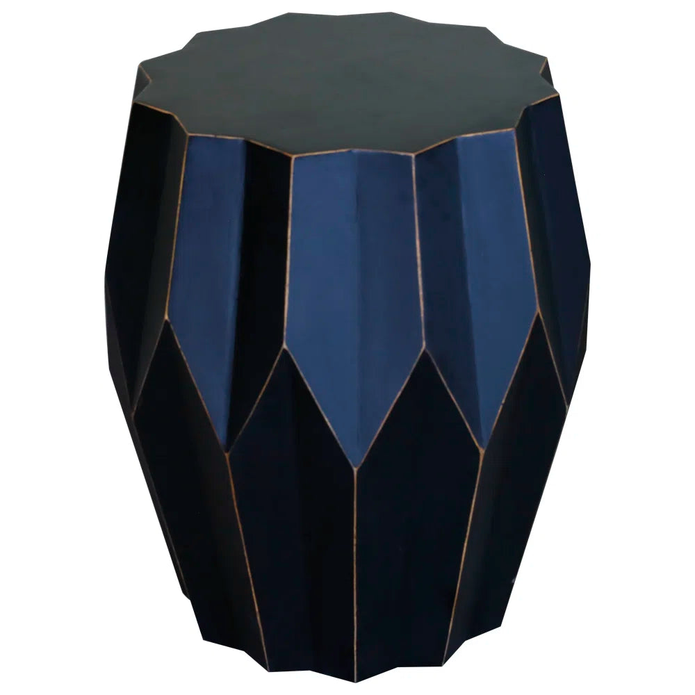 Furnishiaa Solid Sheesham Wood Geometric Side Table – Modern Drum Design