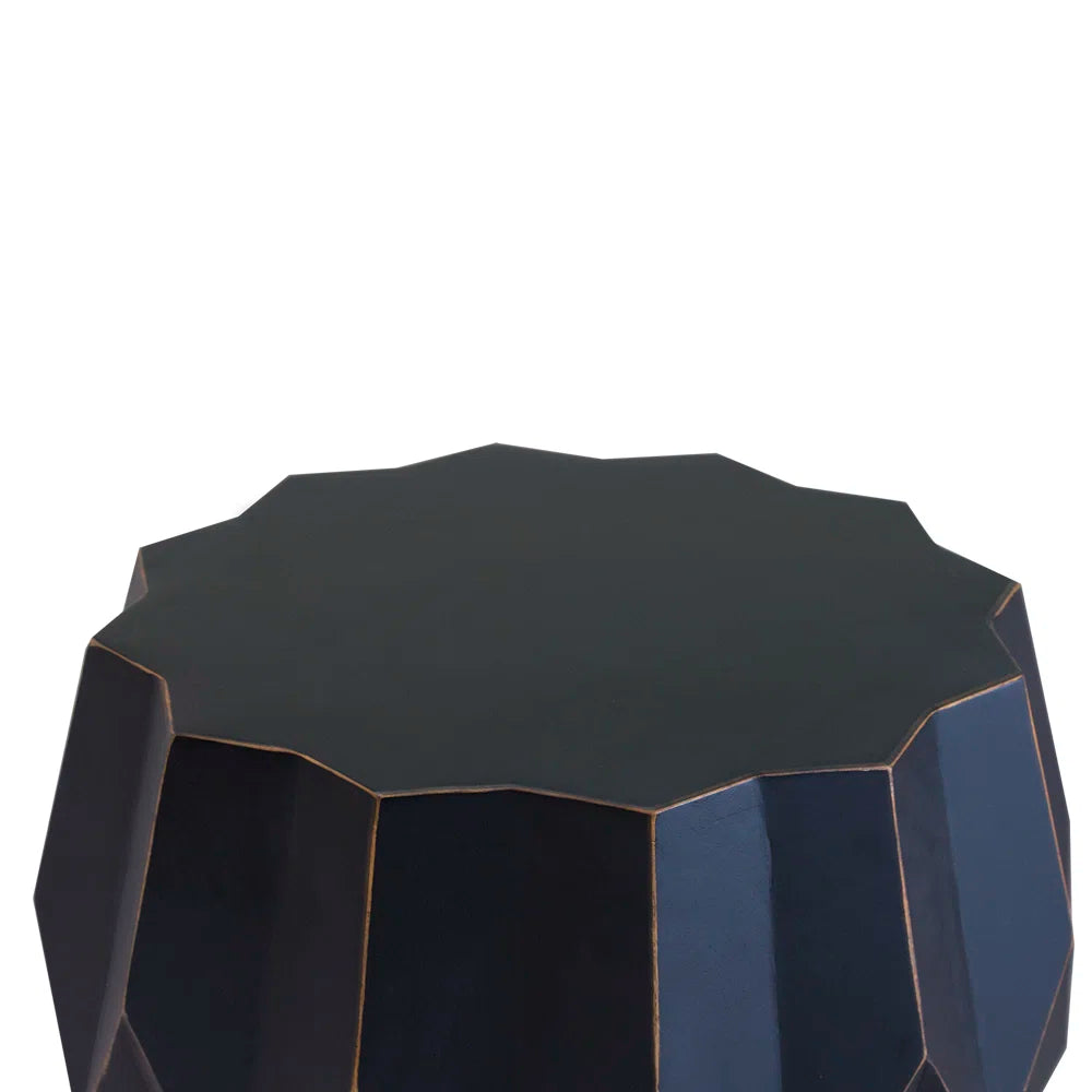 Furnishiaa Solid Sheesham Wood Geometric Side Table – Modern Drum Design