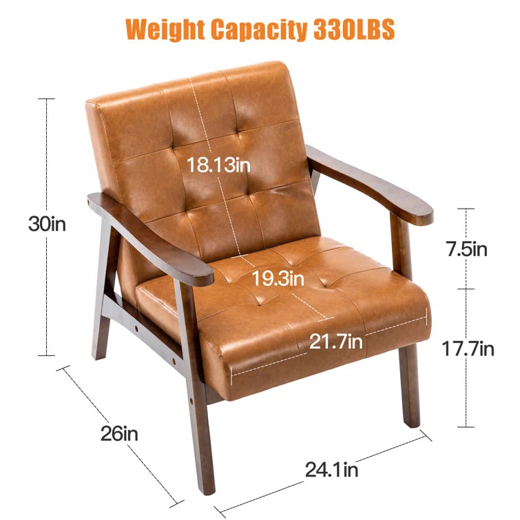 Furnishiaa Mid-Century Modern Faux Leather Armchair
