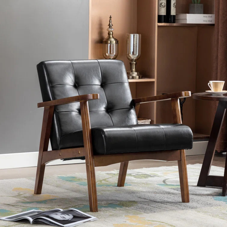 Furnishiaa Mid-Century Modern Faux Leather Armchair