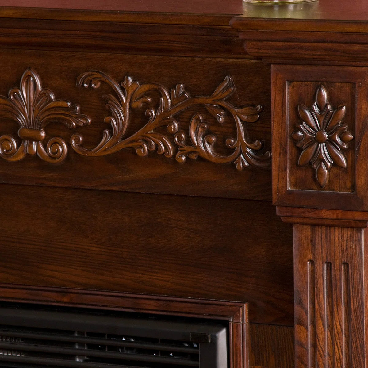 Furnishiaa Solid Sheesham Wood Free-Standing Fireplace