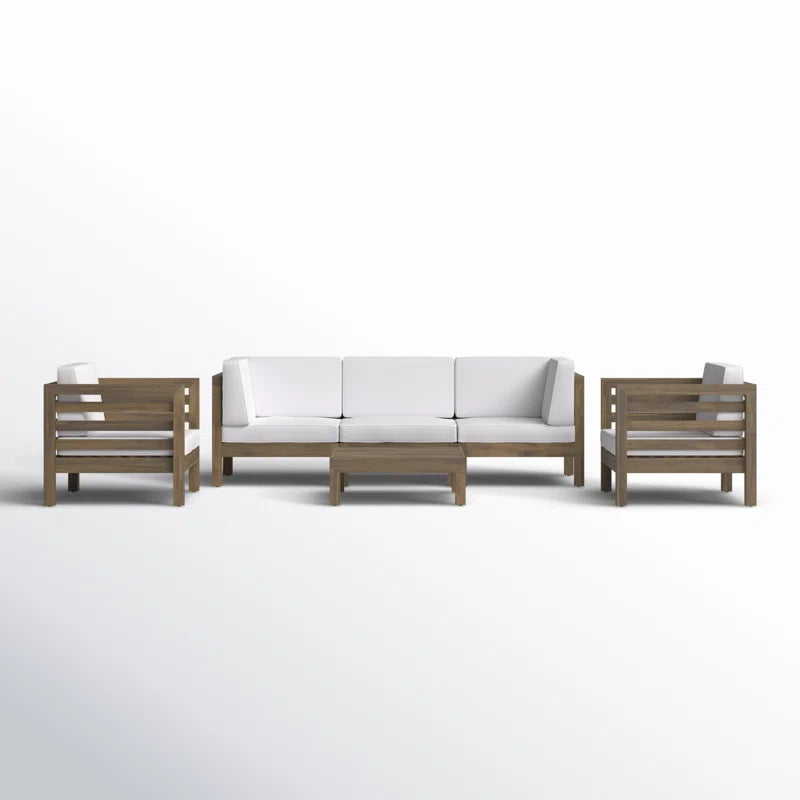 Furnishiaa 5-Person Outdoor Seating Set with Solid Sheesham Wood Frame