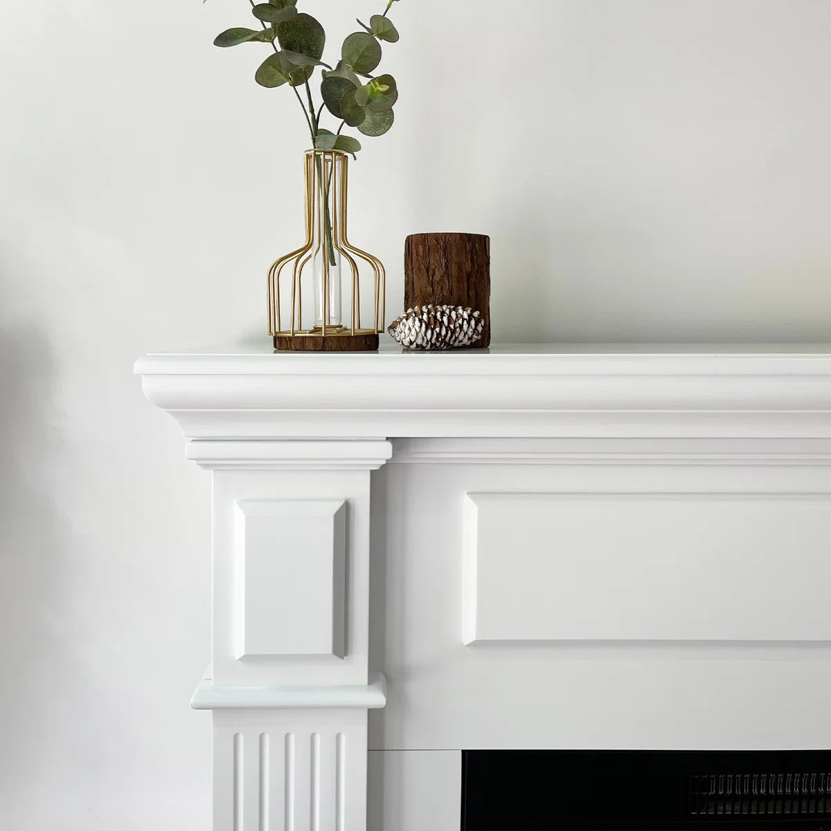 Furnishiaa Solid Sheesham Wood Electric Fireplace Mantel