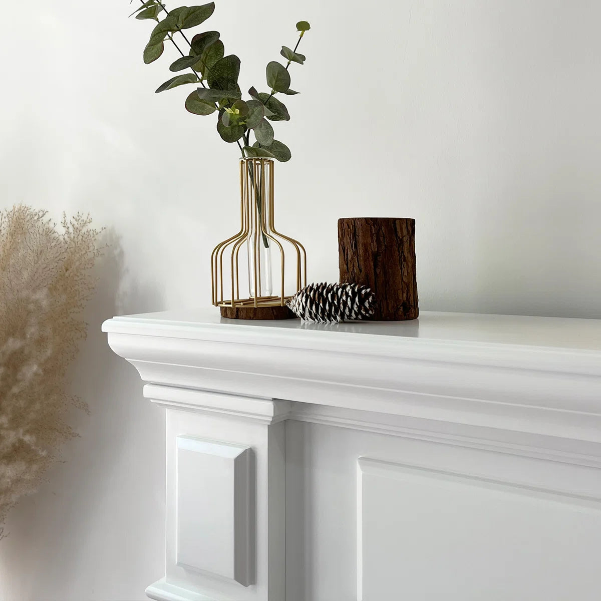 Furnishiaa Solid Sheesham Wood Electric Fireplace Mantel