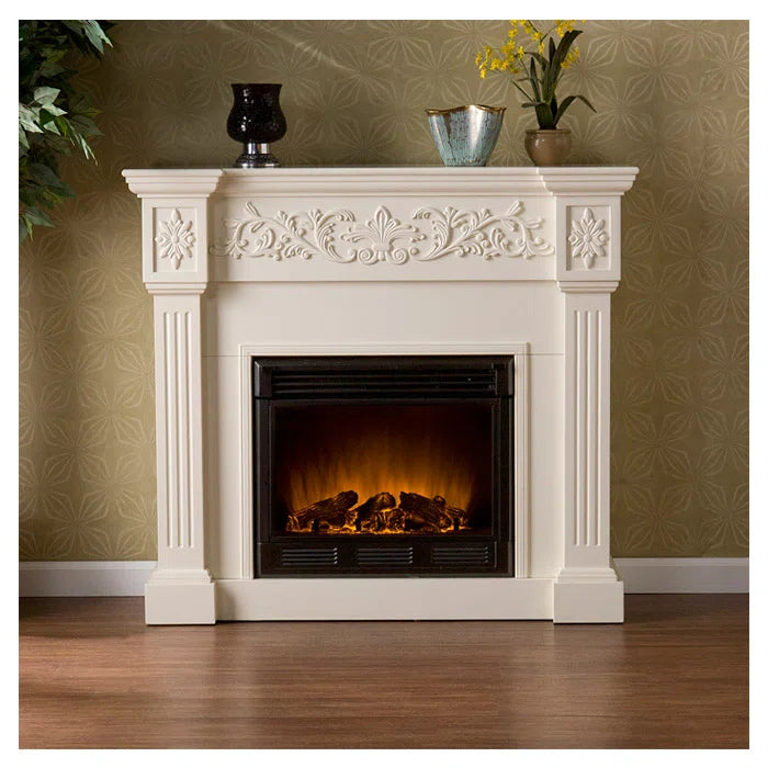 Furnishiaa Solid Sheesham Wood Free-Standing Fireplace