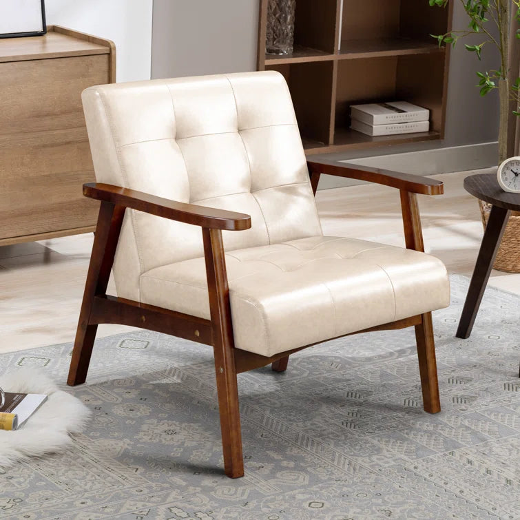 Furnishiaa Mid-Century Modern Faux Leather Armchair