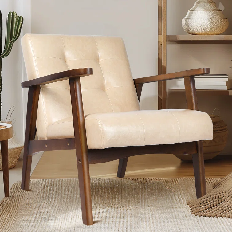 Furnishiaa Mid-Century Modern Faux Leather Armchair