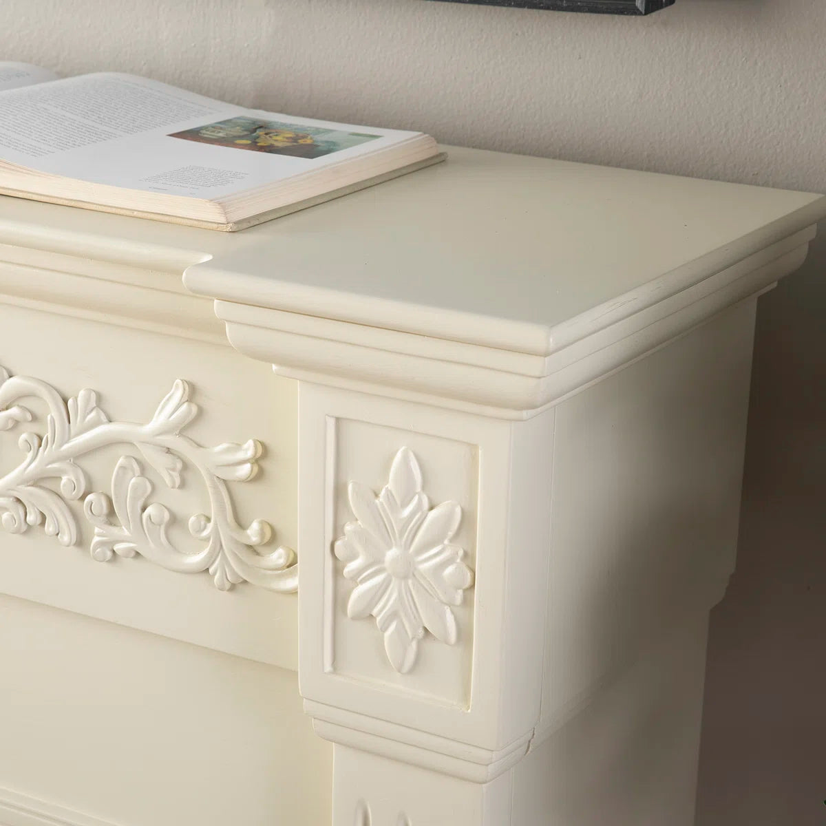 Furnishiaa Solid Sheesham Wood Free-Standing Fireplace