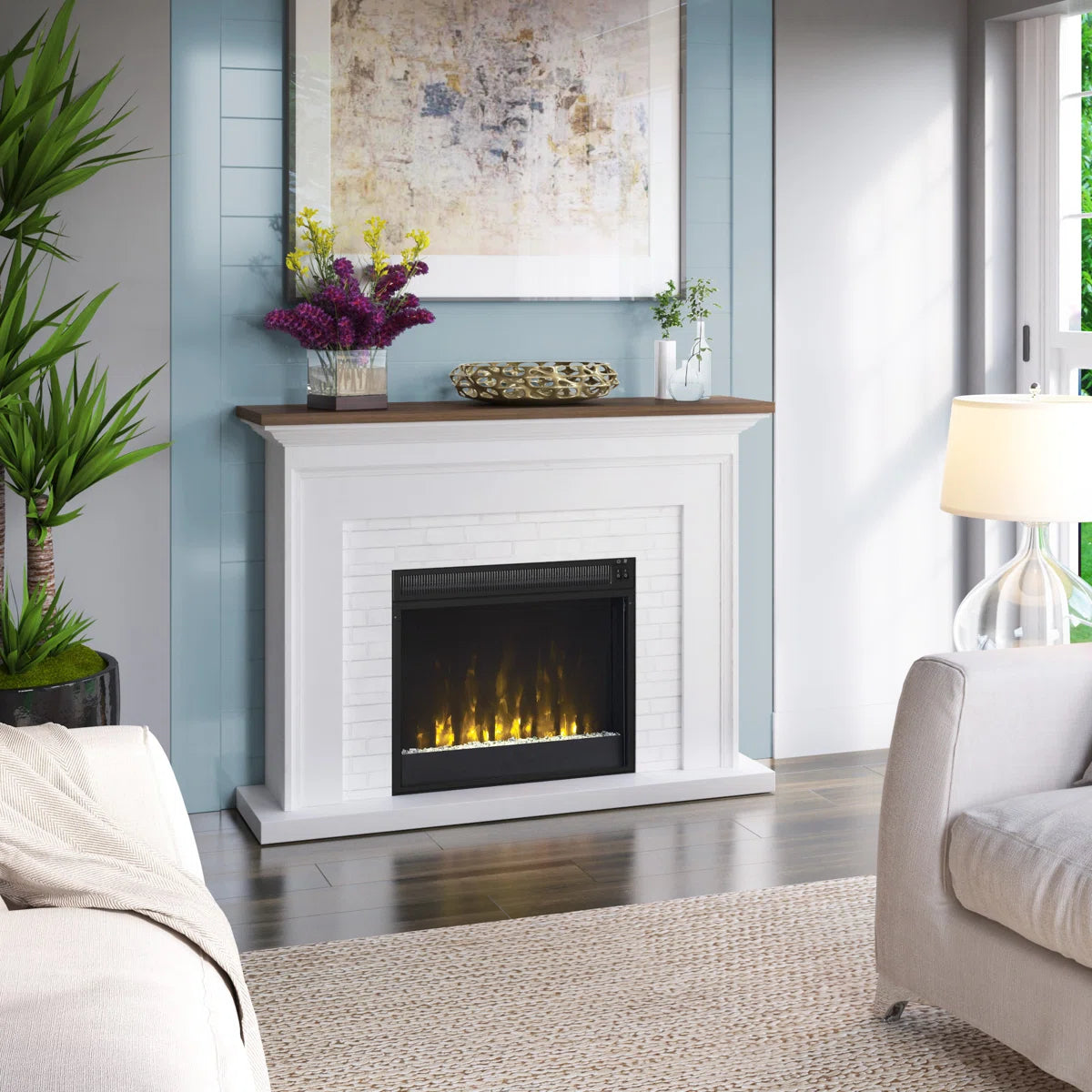 Furnishiaa Wall Mantel Electric Fireplace