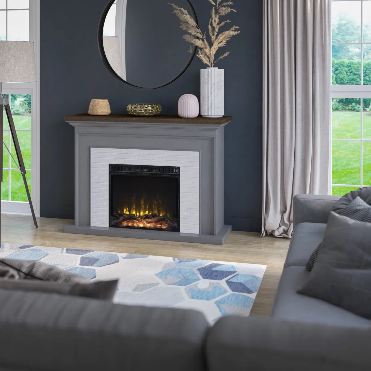 Furnishiaa Wall Mantel Electric Fireplace