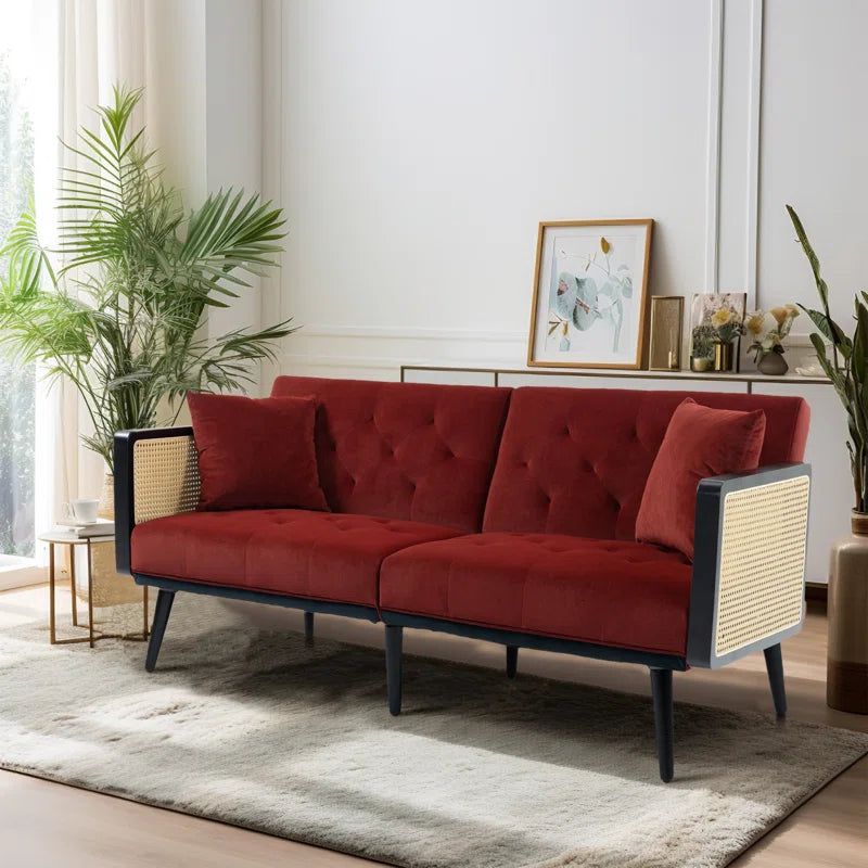 Furnishiaa Modern Loveseat Sofa Bed in Solid Wood