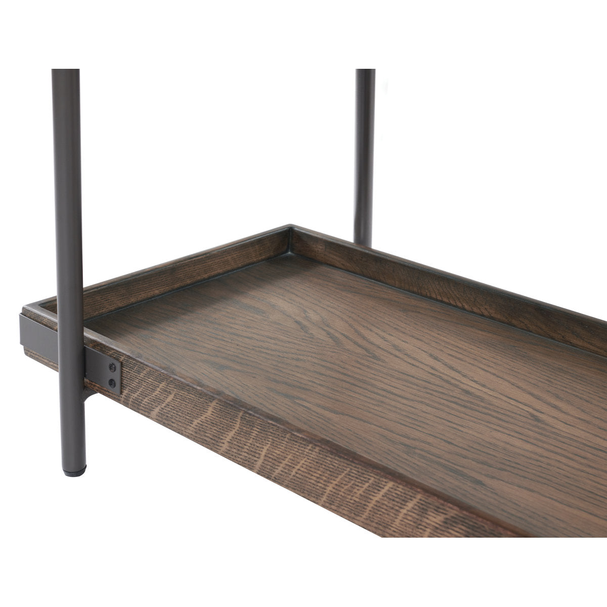 Furnishiaa rustic oak wood and metal coffee table with storage shelf – gallery view 7