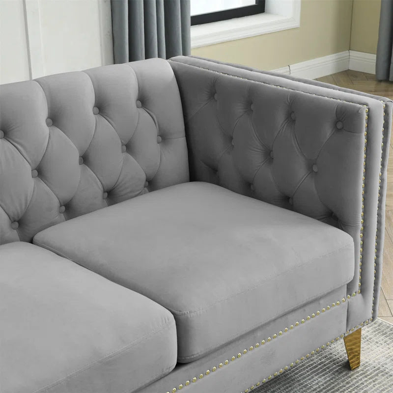 Furnishiaa Elegant L Shaped Chesterfield Sofa