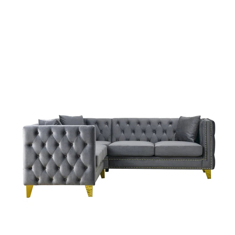 Furnishiaa Elegant L Shaped Chesterfield Sofa