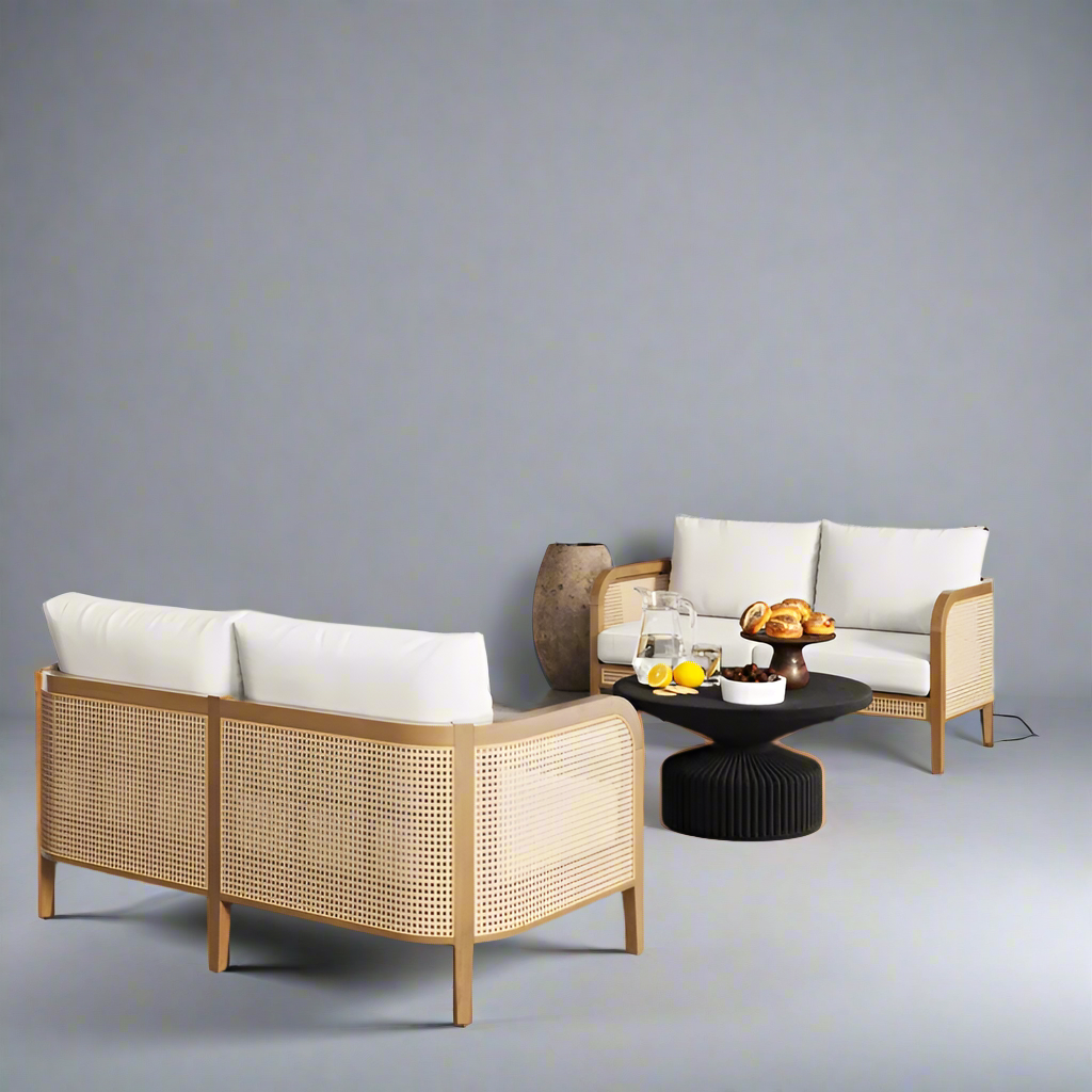 Furnishiaa Outdoor Ratten Loveseat Set of 2