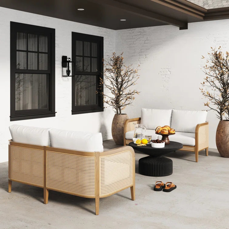 Furnishiaa Outdoor Ratten Loveseat Set of 2