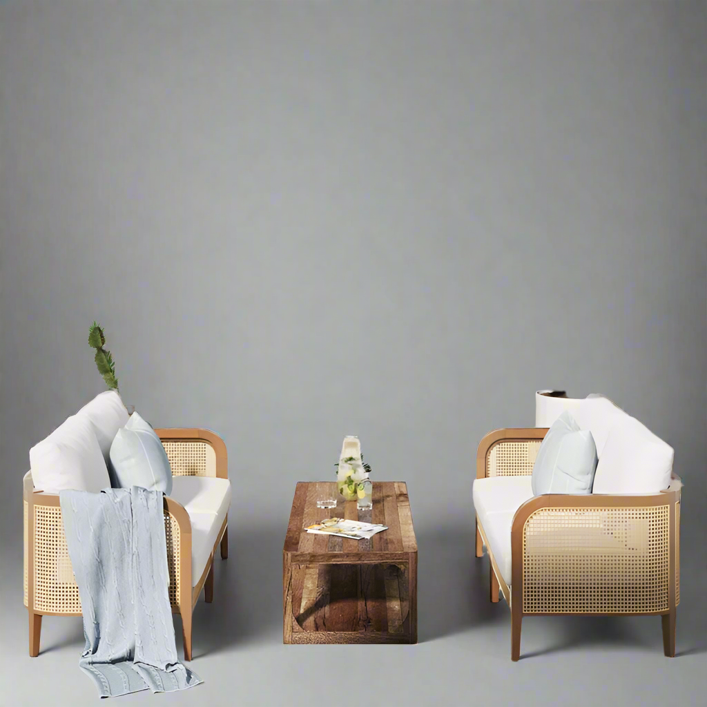 Furnishiaa Outdoor Ratten Loveseat Set of 2