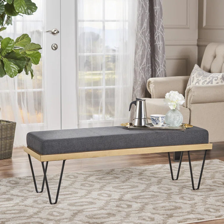 Furnishiaa Velvet Storage Bench with Sheesham Wood