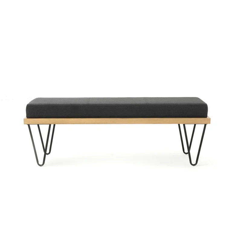 Furnishiaa Velvet Storage Bench with Sheesham Wood