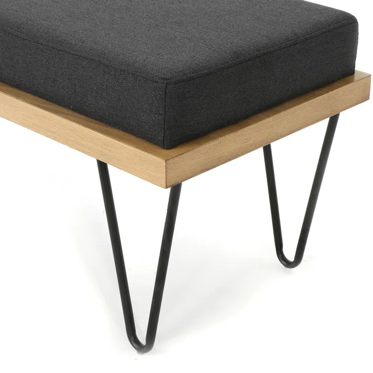Furnishiaa Velvet Storage Bench with Sheesham Wood