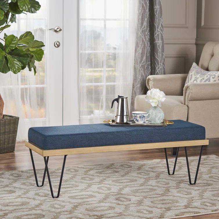 Furnishiaa Velvet Storage Bench with Sheesham Wood