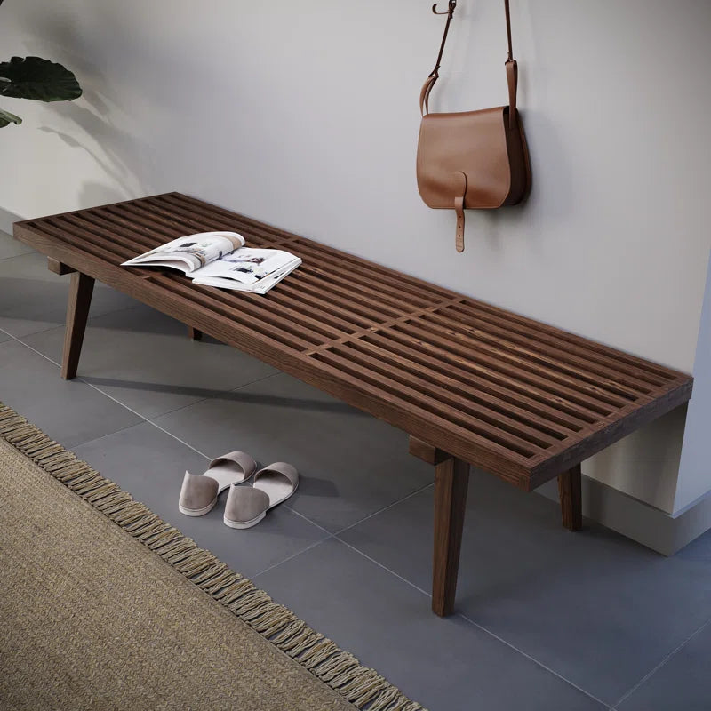 Furnishiaa Solid Sheesham Wood Slatted Bench