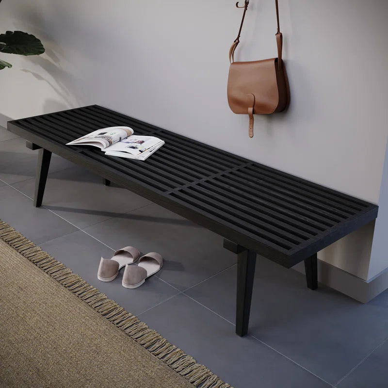 Furnishiaa Solid Sheesham Wood Slatted Bench