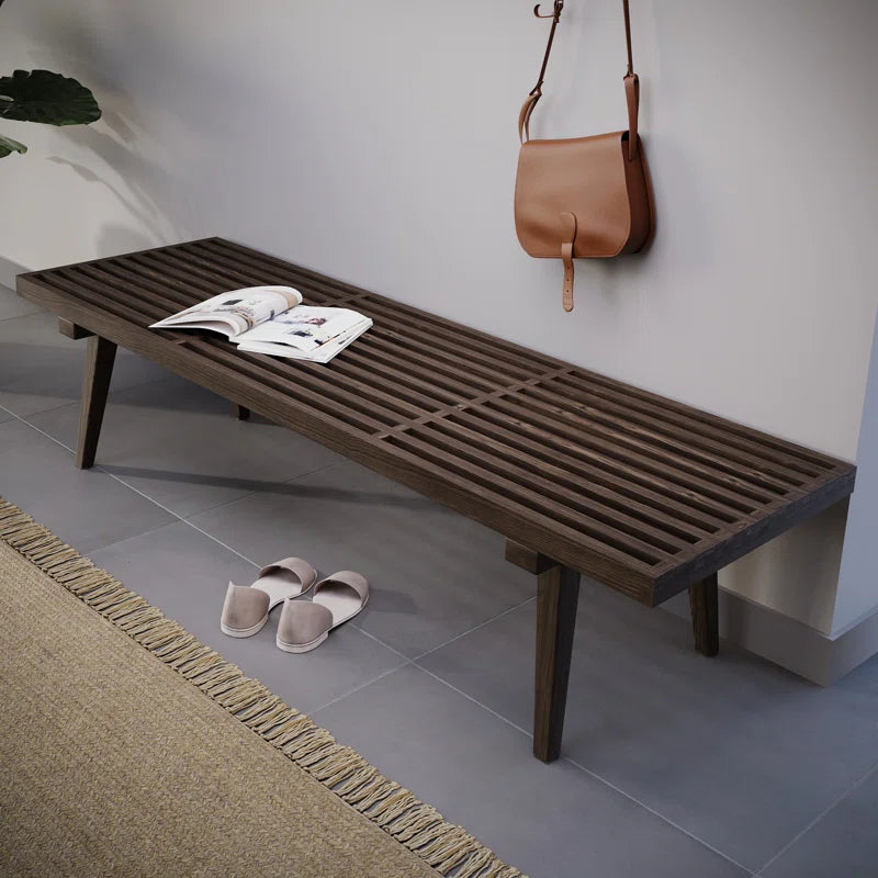 Furnishiaa Solid Sheesham Wood Slatted Bench