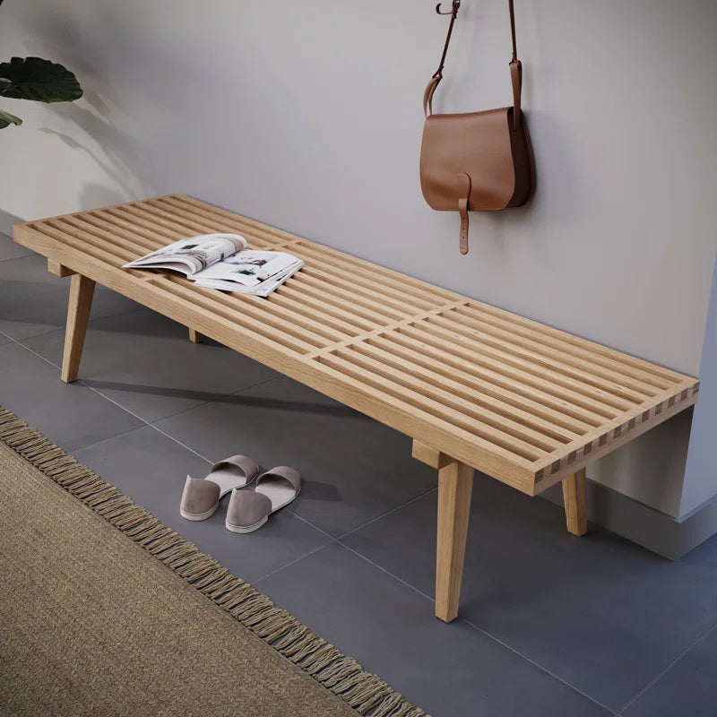 Furnishiaa Solid Sheesham Wood Slatted Bench